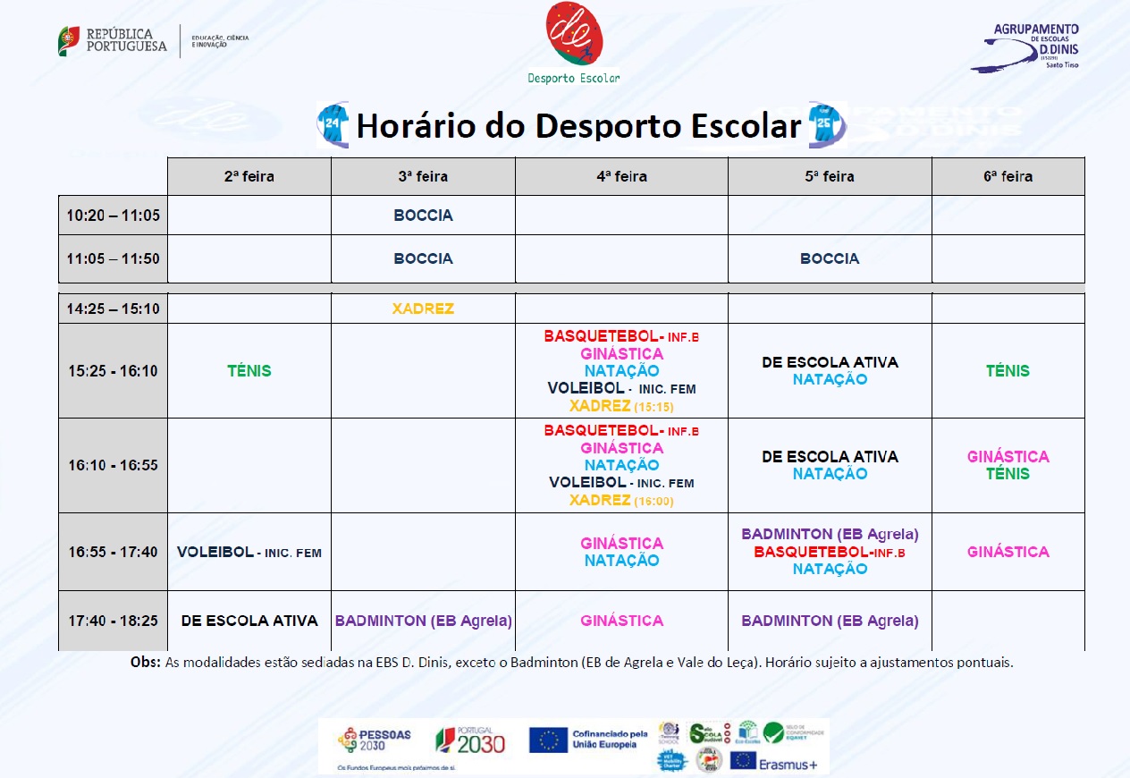 Horario desportoescolar 24 25